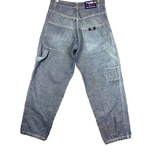 Vintage FUBU The Collection Carpenter Jeans Size 34x31 ACTUAL Blue Streetwear